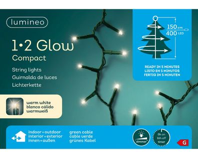 LED 1-2 Glow Compact Lichterkette L.150cm 400L grün/warmes weiss