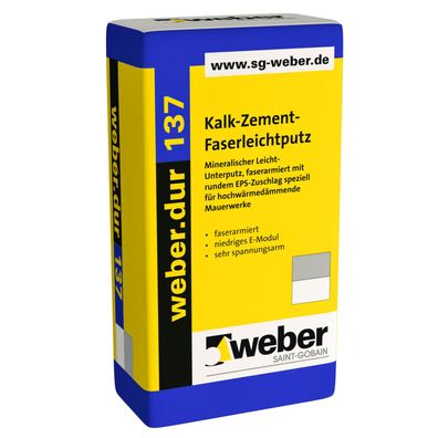 weber. dur 137 Faser-Leichtputz naturgrau 1mm 30kg