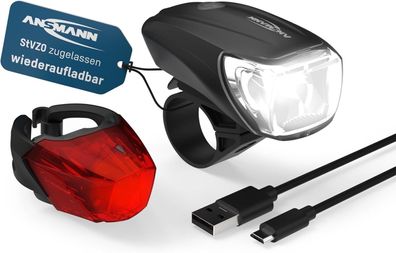 Ansmann Fahrradlicht Set StVZO zugelassen mit CREE LED / 140 m Leuchtweite 35 Lu