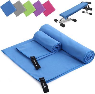 Sinand Mikrofaser Handtuch 2er Set | 180x60cm Groß Badetuch + 80x40cm Klein Hand