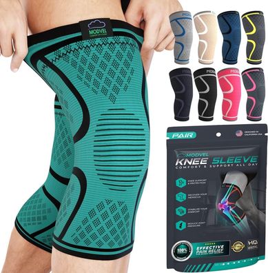 MODVEL Kniebandage Set für Damen und Herren, atmungsaktive Knee Support