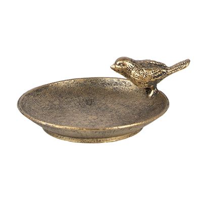 Clayre & Eef Dekoration Schale 10x9x4 cm Goldfarbig Metall Vogel (Gr. 10x9x4 cm)