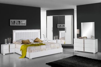 Schlafzimmer Bett Nachttisch Kleiderschrank Kommode Spiegel Doppel Neu Set 6Tlg