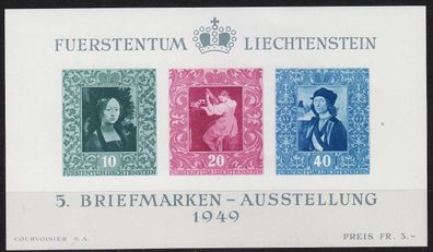 Liechtenstein [1949] MiNr 0278-80 Block 5 ( * */mnh )