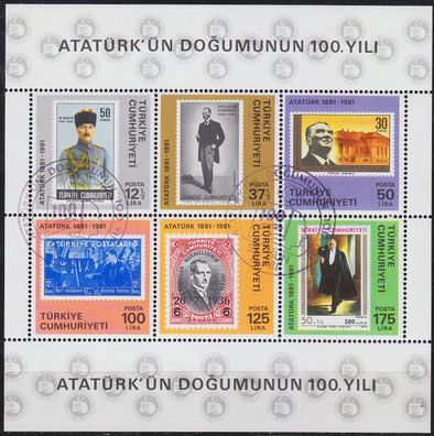 TÜRKEI TURKEY [1981] MiNr 2551-56 Block 19 ( O/used ) Atatürk