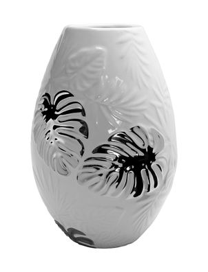 Gilde Vase bauchig "Putumayo" weiß/silber Länge 12,5 cm Breite 12,5 cm Höhe
