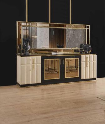 Kommode Xxl Sideboard Mit Spiegel Sideboards Holz Kommoden Möbel 2Tlg Hochglanz
