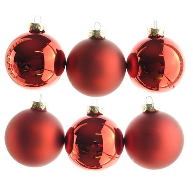 Christbaumkugeln Christmas Red rot Ø 8 cm aus Glas - 6er Set