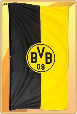 BVB Borussia Dortmund Hissfahne Logo Schwarz Gelb Flagge Fahne Gr: 100x200cm NEU