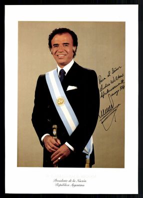 Carlos Menem 1930-2021 Argentinischer Präsident 1989-1999 Signiert + G 42272