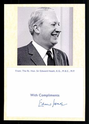 Edward Heath 1916-2005 Premierminister Großbritannien Original Sign + G 42546