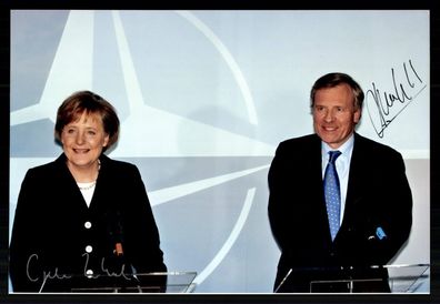 Angela Merkel und Jaap de Hoop Scheffer Original Signiert + G 42534