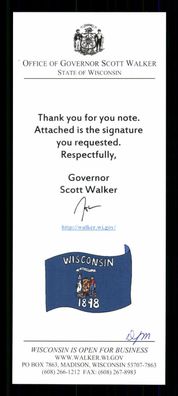 Scott Walker Gouverneur von Wisconsin 2011-17 Original Signiert + G 42379