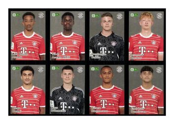 Autogrammkartensatz Bayern München U 19 2022-23 mit 27 Karten