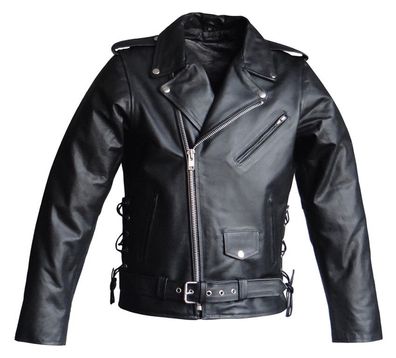 Herren Lederjacke Highway mit Skull Motiv Rind Nappa echt Leder