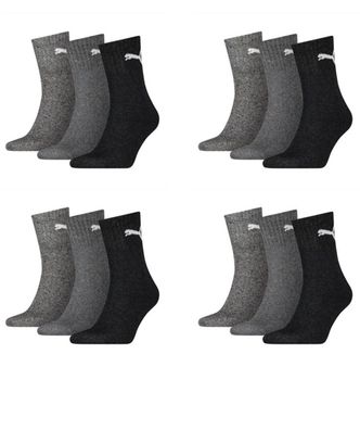 Puma Short Crew Sportsocken 12-Pack grau mix