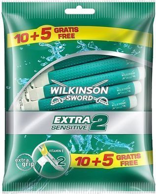 Wilkinson Sword Extra 2 Sensitive Einwegrasierer für Männer, 15 Stk