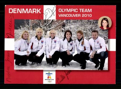 Curling Team Dänemark Olympia 2010 Autogrammkarte 4x Original Signiert + G 42638