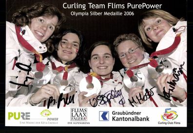 Curling Team Schweiz Olympia 2006 Autogrammkarte 5xOriginal Signiert + G 42636