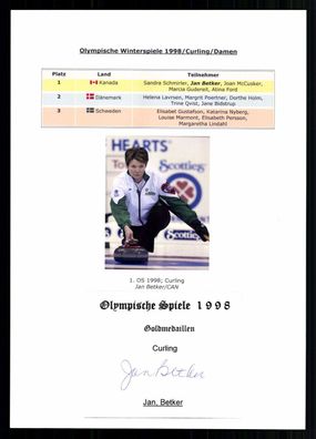 Jan Betker Curling Olympiasiegerin 1998 Autogrammkarte Original Sign + G 42643