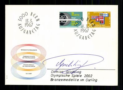 Damian Grichting Curling 3. Olympia 2002 Original Signiert + G 42767