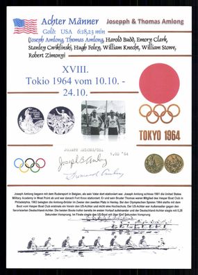 Josepph und Thomas Amlong Ruderer USA Olympiasieger 1964 Original + G 42828