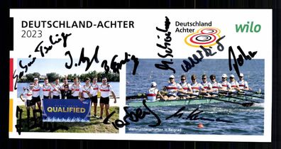 Deutschland Achter 2023 Autogrammkarte 9x Original Signiert + G 42830