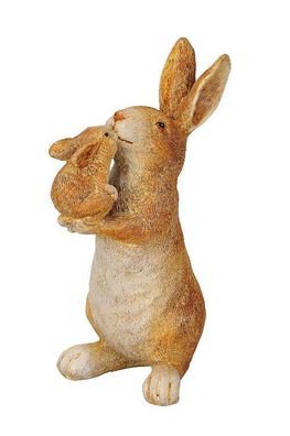 Hase mit Kind Dekofigur Polyresin wetterfest Osterhase