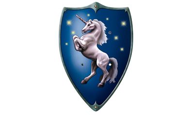 Ritterschild Einhorn blau