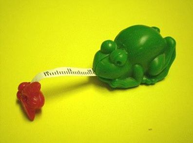 Ü-Ei Sammelfigur Steckfigur Figur Überraschungsei grüner Frosch mit Maßband