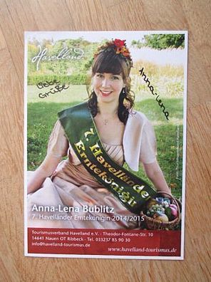 7. Havelländer Erntekönigin 2014/2015 Anna-Lena Bublitz - handsigniertes Autogramm!!!