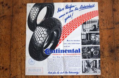 Continental Reklame Werbung 1930er Plakat Faltblatt 50x50cm Antik Alt Vintage Groß