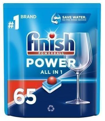 Finish Power All-in-1 Geschirrspéltabs, 65 Stéck - Effiziente Reinigung fér strahlend