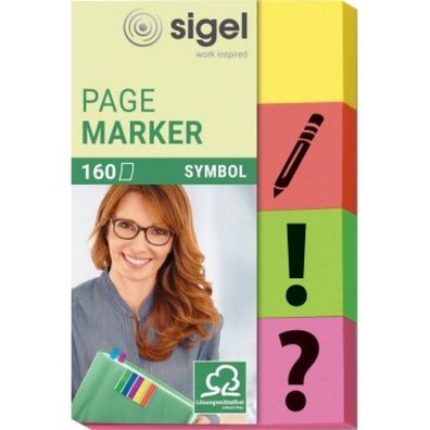 SIGEL Haftmarker HN635 gelb, orange, rün pink 1 x grün Unterschrift