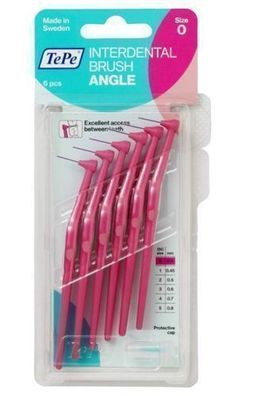 TePe Interdentalbürsten, Winkel, Rosa, 0,4 mm, 6er Pack