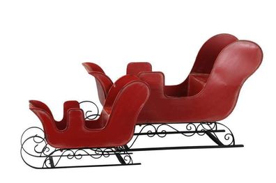 Schlitten Metall Weihnachten Shabby Nostalgie 62x26xH42,5 ROT 532393-000-402S