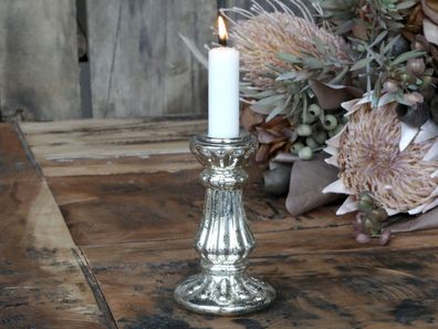 Chic Antique Kerzenständer Leuchter mit Schliff H12 f. Stabkerzen Silber 71592-12