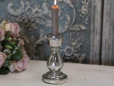 Chic Antique Kerzenständer mit Schliff Antik Silber Kerzenhalter Shabby 70580-12