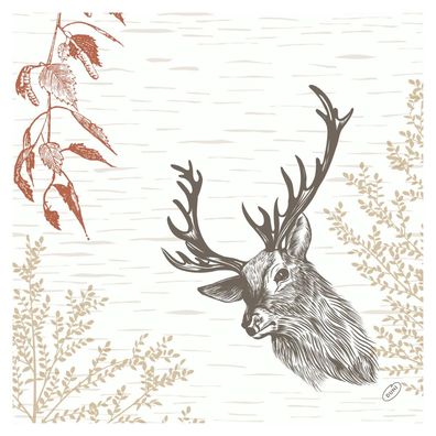 6x Duni Bio Dunisoft® Serviette 40 x 40 cm Wood & Deer | Packung (60 Stück)