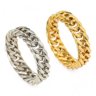 Panzerketten Ring Gold oder Silber Kettenglieder Fingerring