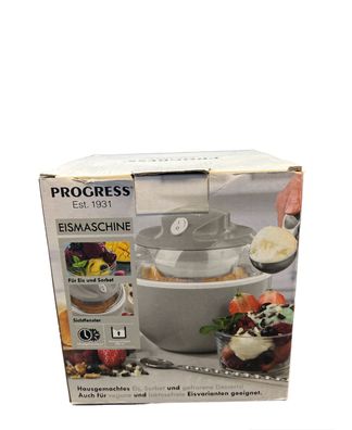 Progress Eismaschine Desserts laktosfreie Eisvariante Eis und Sorbet 600ml Grau