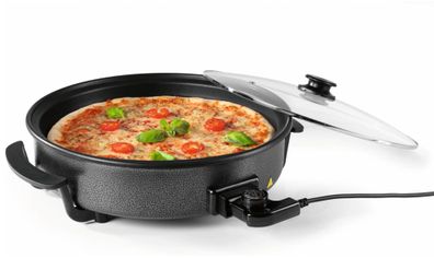 Gourmetmaxx Pizza Party Pfanne elektrisch 1500W schwarz mit Deckel