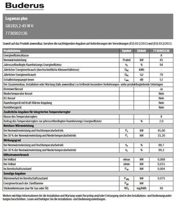 Buderus Gas Brennwertgerät Logamax plus GB 182i.2 45 KW H Heiztherme Heizung