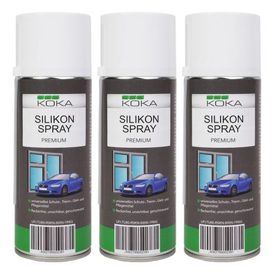 KOKA 3x SilikonSpray 400ml Gleitmittel Trennmittel Schmiermittel GummiPflege