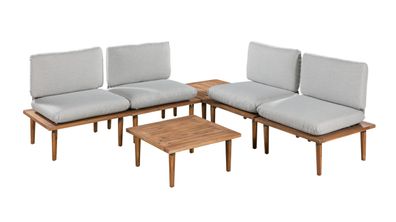 Selsey Campionna - Gartenmöbelset 6-teilig mit 2 Couchtischen, Grau/Akazienholz