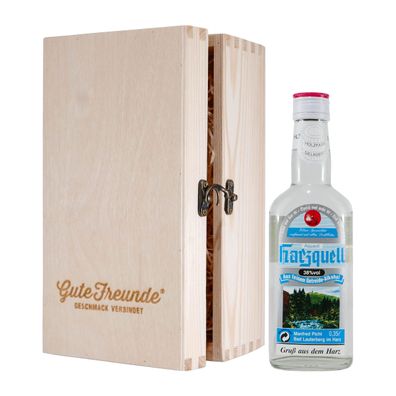 Harzquell Aquavit 0,35L mit Geschenk-Holzkiste