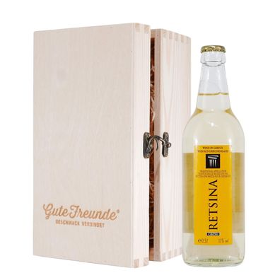 Cavino Retsina -trocken- mit Geschenk-Holzkiste