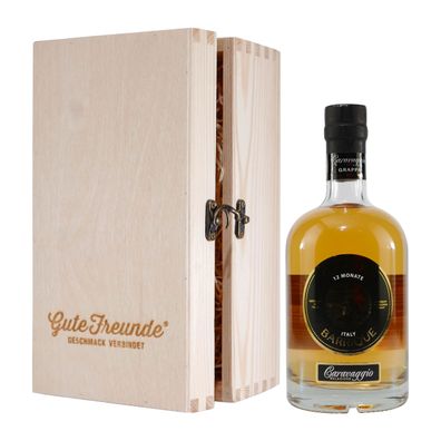 Caravaggio Grappa Barrique mit Geschenk-Holzkiste