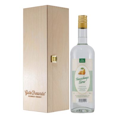 Alte Mühle Birnen - Schnaps mit Geschenk-Holzkiste