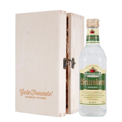 Nordbrand Weizenkorn (0,35L) mit Geschenk-Holzkiste